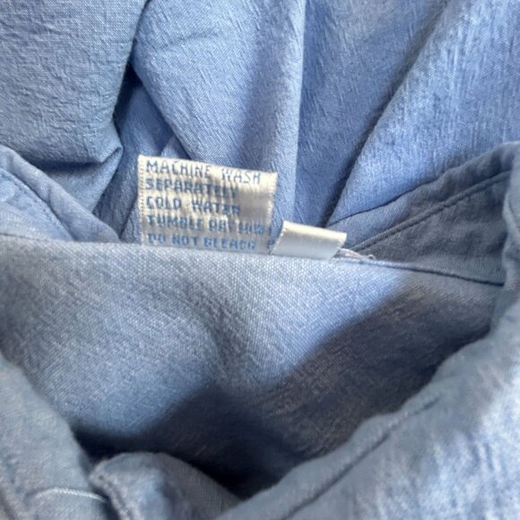 Casey Coleman Womens Floral & Butterfly Embroidered Button-Up Shirt Top XL Blue - Picture 4 of 8